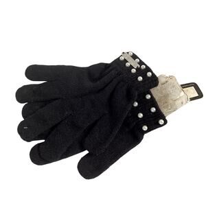 Bebe Pearl Embellished Knit Gloves